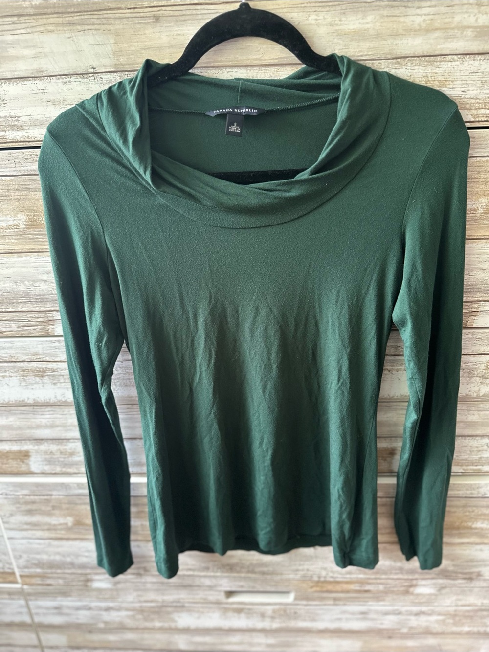 🟢 Banana Republic Green Cowl Neck Long Sleeve Top Size Small Modal Stretch